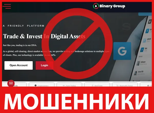 Binary Group лицевая сторона скрин