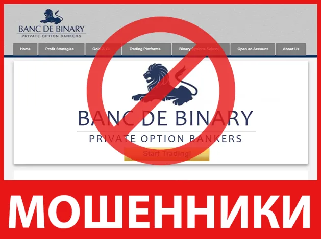 Banc De Binary лицевая сторона скрин