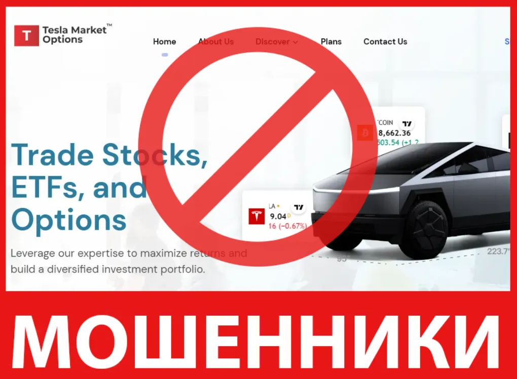 TeslaMarketOptions лицевая сторона скрин